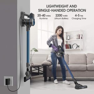 Novete Cordless Vacuum Cleaner as an upright stick.