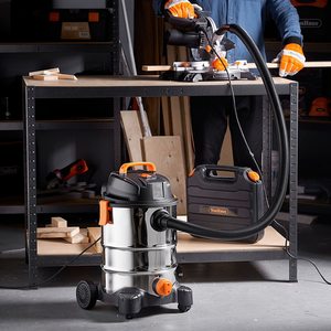 Vonhaus Wet and Dry Vacuum Cleaner connected to a power tool.